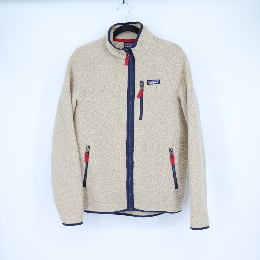 Patagonia Retro Pile Jacket Pelican Smolder Blue Full Zip Stand Collar Men's M